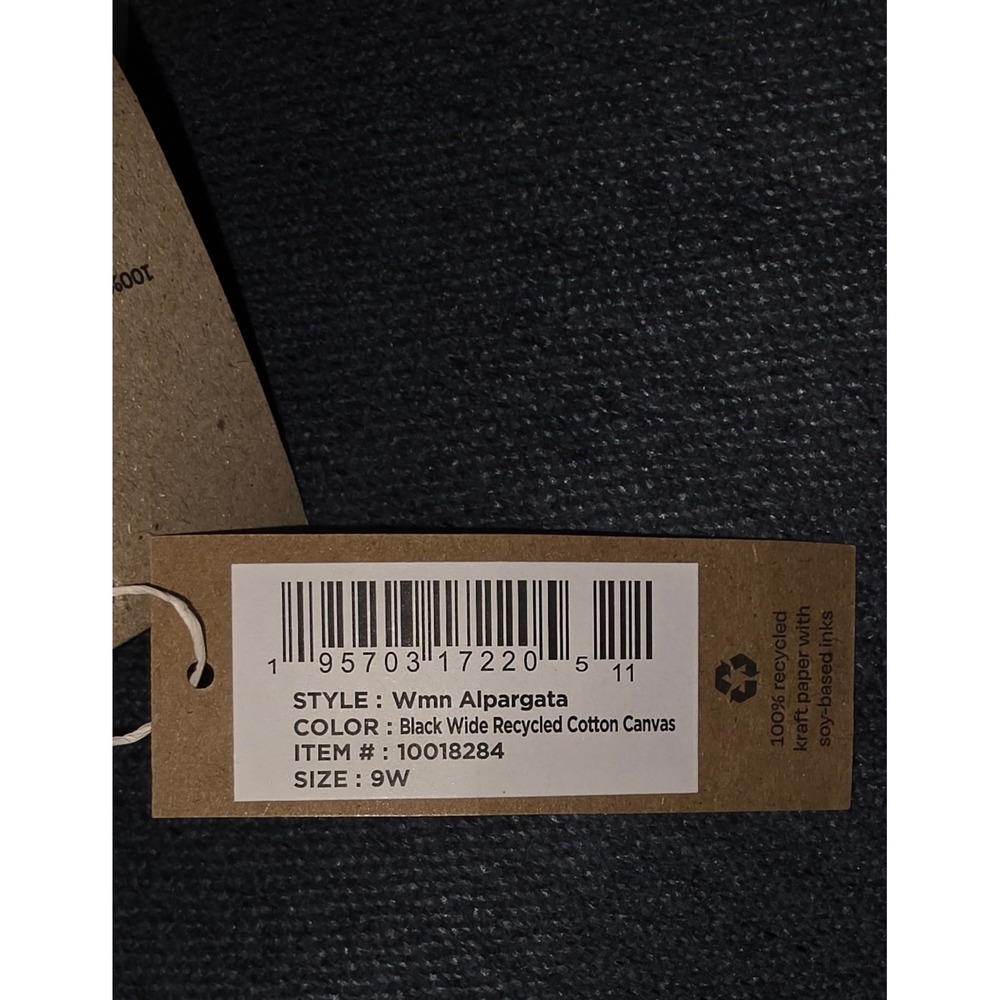 TOMS Alpargata Black Recycled Cotton Canvas Slip On Shoes 10018284 Womens 9W - Picture 4 of 4